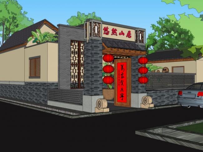 Sketchup住宅模型|多层民宿,中式风格 Sketchup住宅模型|多层民宿,中式风格