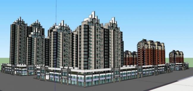 Sketchup住宅模型|高层住宅区,现代风格 Sketchup住宅模型|高层住宅区,现代风格