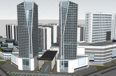 Sketchup综合体模型|多高层城市综合体,现代风格,多层高层混合-BIM建筑网