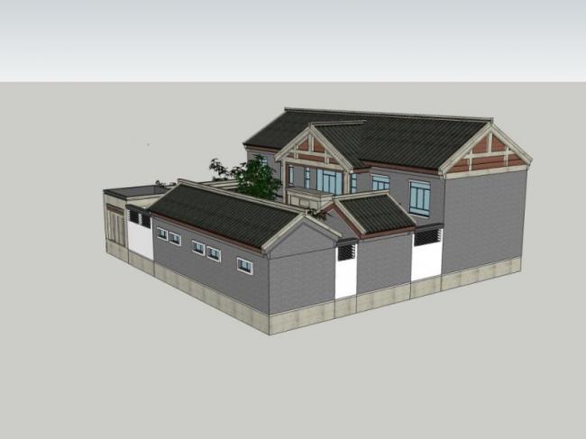 Sketchup住宅模型|四合院,东方新古典 Sketchup住宅模型|四合院,东方新古典