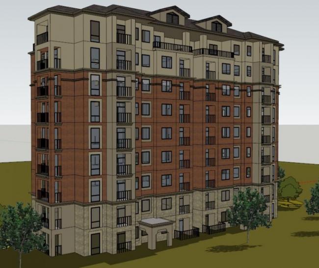 Sketchup住宅模型|小高层住宅,古典风格 Sketchup住宅模型|小高层住宅,古典风格