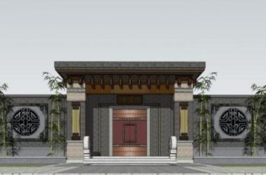 Sketchup小品模型|门头,中式风格,小品,大门-BIM建筑网