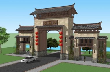 Sketchup小品模型|城门,中式风格,小品-BIM建筑网