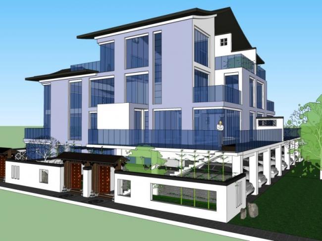 Sketchup住宅模型|多层住宅,现代中式风格 Sketchup住宅模型|多层住宅,现代中式风格