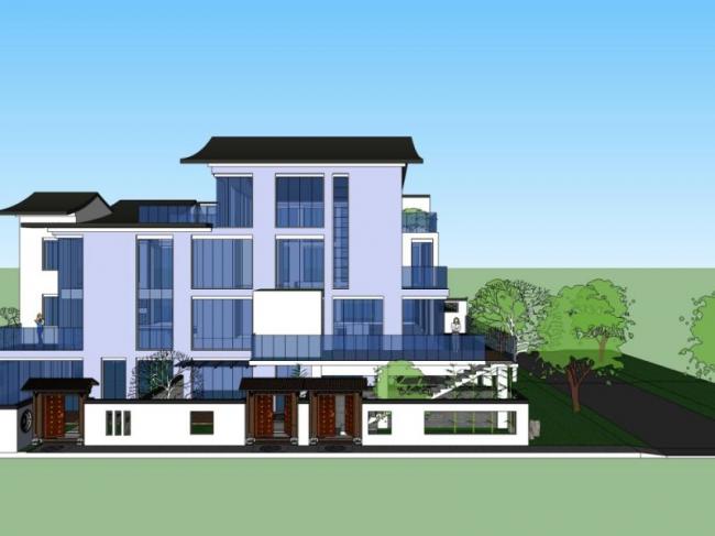 Sketchup住宅模型|多层住宅,现代中式风格 Sketchup住宅模型|多层住宅,现代中式风格