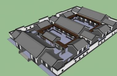 Sketchup住宅模型|四合院,中式风格-BIM建筑网