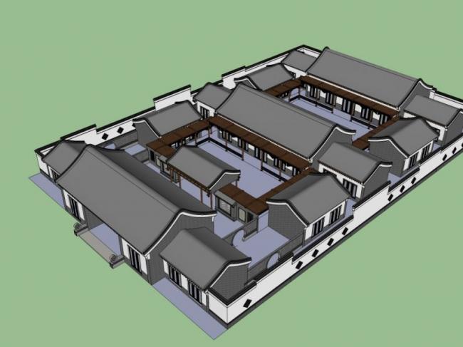 Sketchup住宅模型|四合院,中式风格 Sketchup住宅模型|四合院,中式风格
