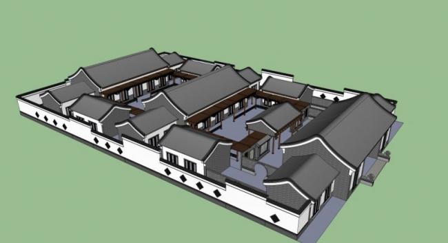 Sketchup住宅模型|四合院,中式风格 Sketchup住宅模型|四合院,中式风格