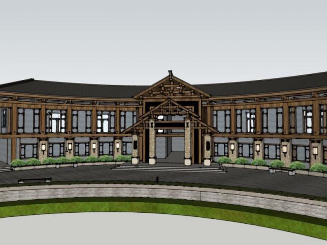 Sketchup酒店模型|酒店,中式风格 Sketchup酒店模型|酒店,中式风格