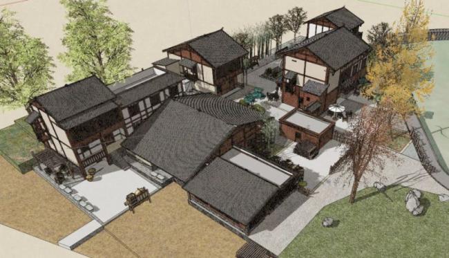 Sketchup住宅模型|民宿,中式风格 Sketchup住宅模型|民宿,中式风格