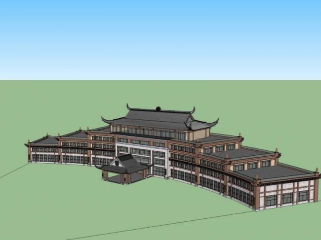 Sketchup酒店模型|多层酒店,中式风格 Sketchup酒店模型|多层酒店,中式风格