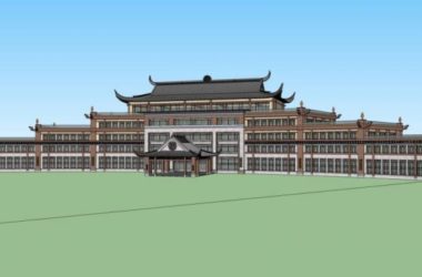 Sketchup酒店模型|多层酒店,中式风格-BIM建筑网