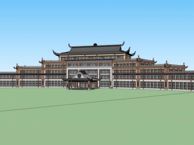 Sketchup酒店模型|多层酒店,中式风格 Sketchup酒店模型|多层酒店,中式风格