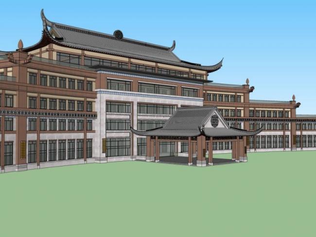 Sketchup酒店模型|多层酒店,中式风格 Sketchup酒店模型|多层酒店,中式风格