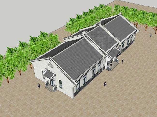 Sketchup住宅模型|养老院,现代中式风格 Sketchup住宅模型|养老院,现代中式风格