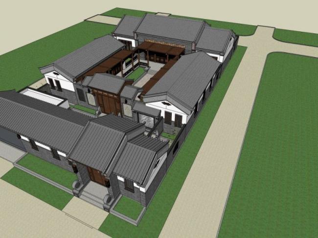 Sketchup住宅模型|四合院,中式风格 Sketchup住宅模型|四合院,中式风格