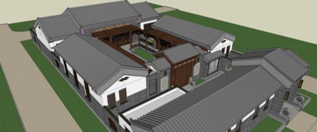 Sketchup住宅模型|四合院,中式风格 Sketchup住宅模型|四合院,中式风格