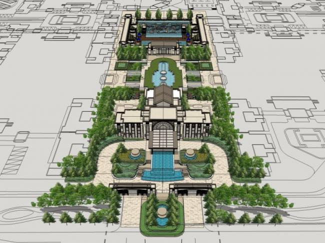 Sketchup酒店模型|多层酒店,古典风格 Sketchup酒店模型|多层酒店,古典风格