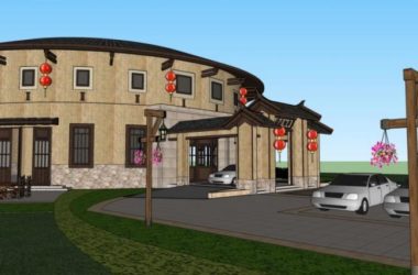 Sketchup酒店模型|低层酒店,东方新古典-BIM建筑网