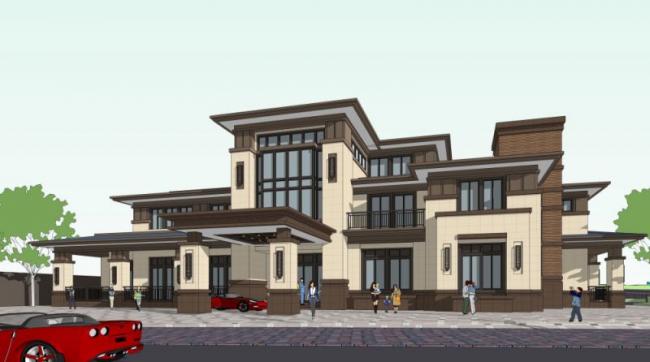 Sketchup商业模型|多层会所,古典风格 Sketchup商业模型|多层会所,古典风格