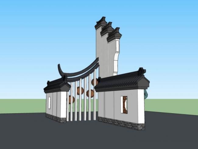 Sketchup小品模型|入口,中式风格,小品 Sketchup小品模型|入口,中式风格,小品