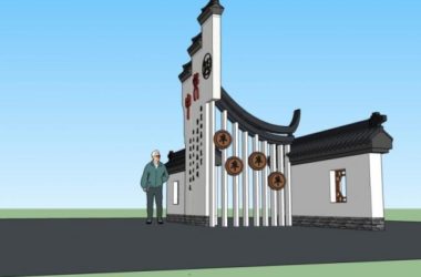Sketchup小品模型|入口,中式风格,小品-BIM建筑网