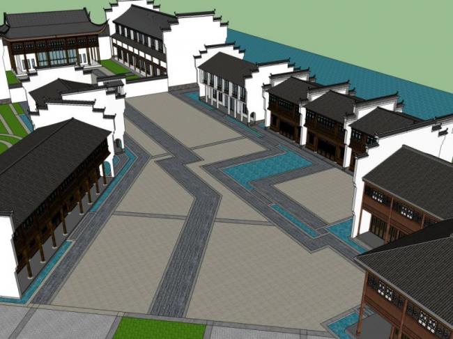Sketchup商业模型|商业街,中式风格 Sketchup商业模型|商业街,中式风格