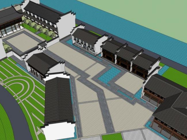 Sketchup商业模型|商业街,中式风格 Sketchup商业模型|商业街,中式风格