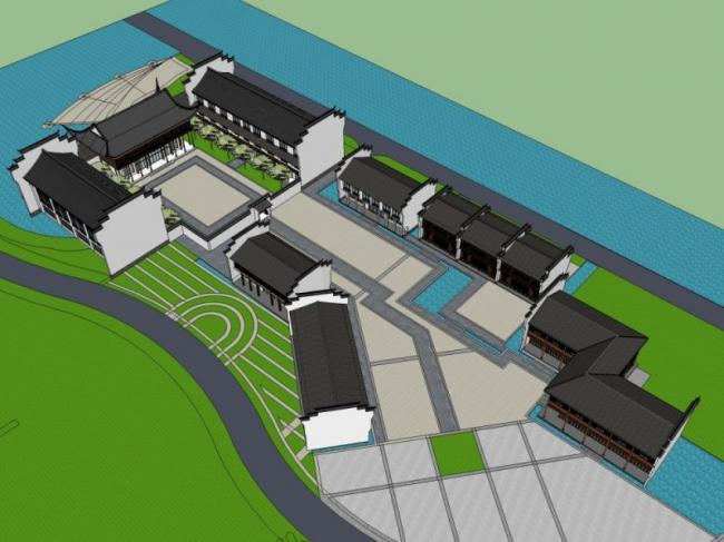 Sketchup商业模型|商业街,中式风格 Sketchup商业模型|商业街,中式风格