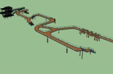 Sketchup景观模型|滨水廊道景观,现代风格-BIM建筑网