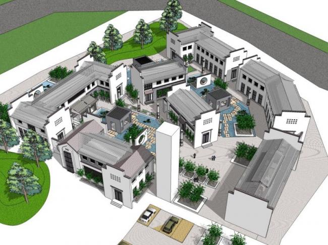 Sketchup商业模型|多层会所,中式风格 Sketchup商业模型|多层会所,中式风格