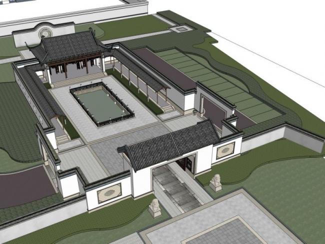 Sketchup住宅模型|园林,中式风格 Sketchup住宅模型|园林,中式风格