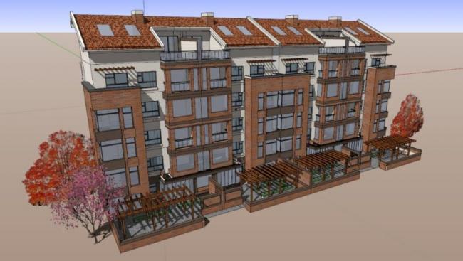 Sketchup住宅模型|多层住宅,古典风格 Sketchup住宅模型|多层住宅,古典风格