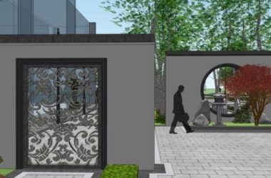 Sketchup景观模型|庭院景观,新中式风格-BIM建筑网