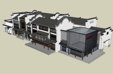 Sketchup商业模型|多层商业街，中式风格-BIM建筑网