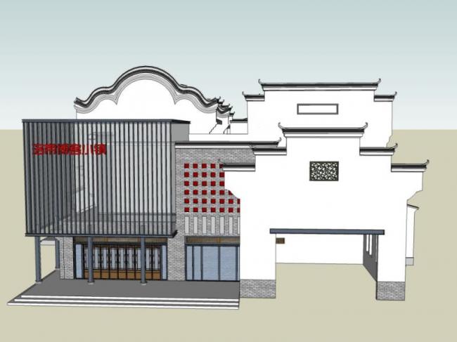 Sketchup商业模型|多层商业街,中式风格 Sketchup商业模型|多层商业街,中式风格