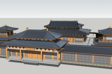Sketchup古建筑模型|多层古庙建筑群,古建筑,中式风格-BIM建筑网