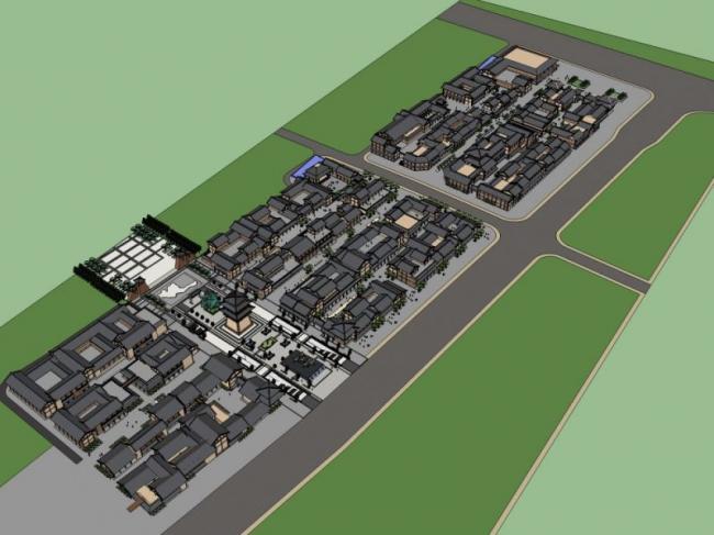 Sketchup商业模型|商业街,中式风格 Sketchup商业模型|商业街,中式风格