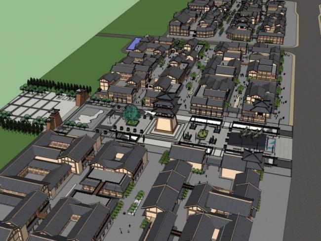 Sketchup商业模型|商业街,中式风格 Sketchup商业模型|商业街,中式风格