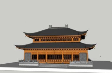 Sketchup古建筑模型|多层大雄宝殿,中式风格,古建-BIM建筑网