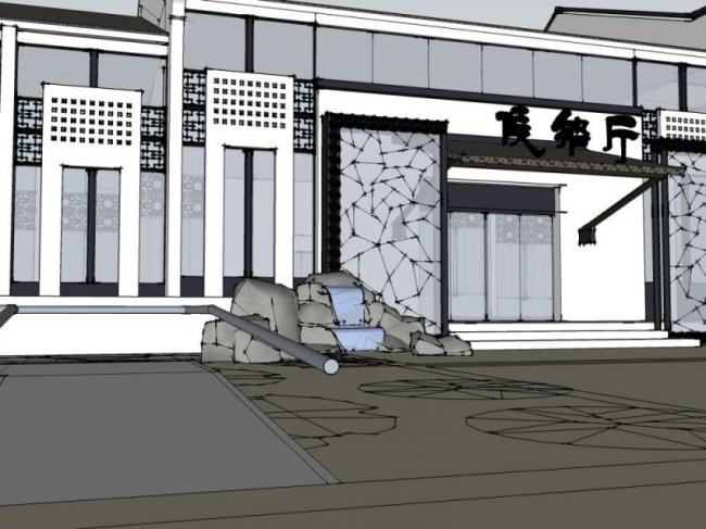 Sketchup车站路桥|候船厅,现代中式风格 Sketchup车站路桥|候船厅,现代中式风格