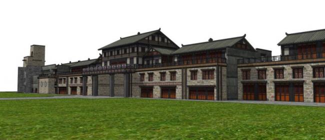 Sketchup商业模型|多层商业街,中式风格 Sketchup商业模型|多层商业街,中式风格