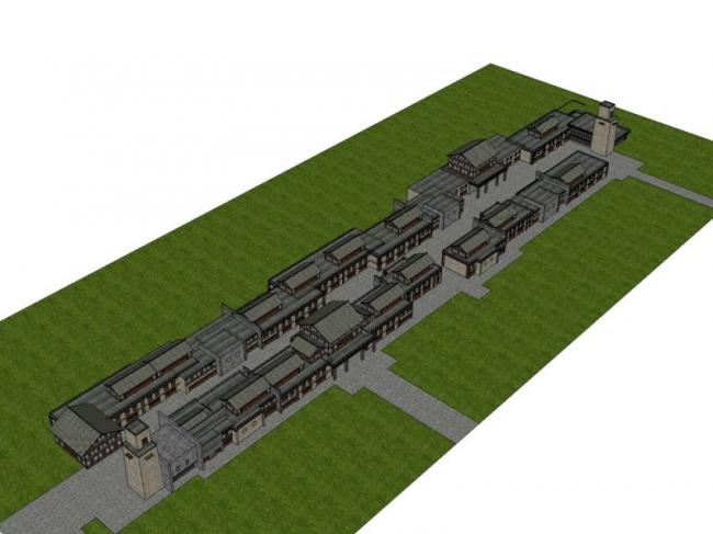 Sketchup商业模型|多层商业街,中式风格 Sketchup商业模型|多层商业街,中式风格