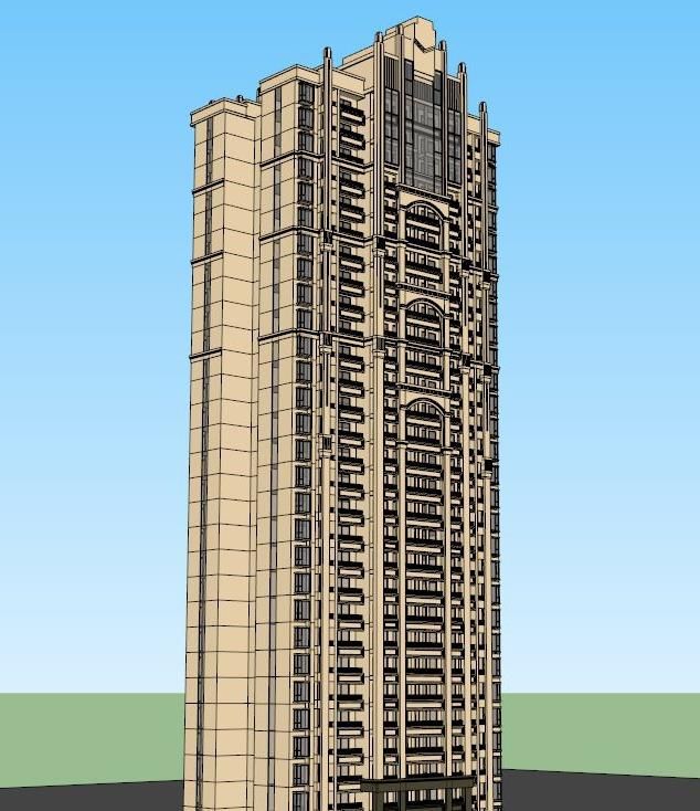 Sketchup住宅模型|高层住宅,古典风格 Sketchup住宅模型|高层住宅,古典风格