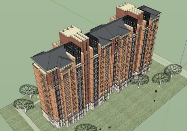 Sketchup住宅模型|高层住宅,古典风格 Sketchup住宅模型|高层住宅,古典风格