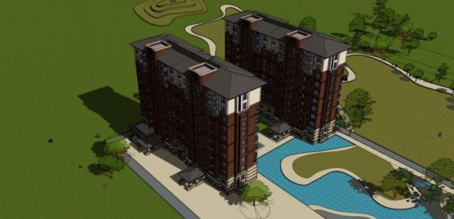 Sketchup住宅模型|小高层住宅楼,现代风格 Sketchup住宅模型|小高层住宅楼,现代风格