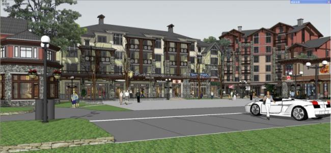 Sketchup商业模型|多层商业街,古典风格 Sketchup商业模型|多层商业街,古典风格