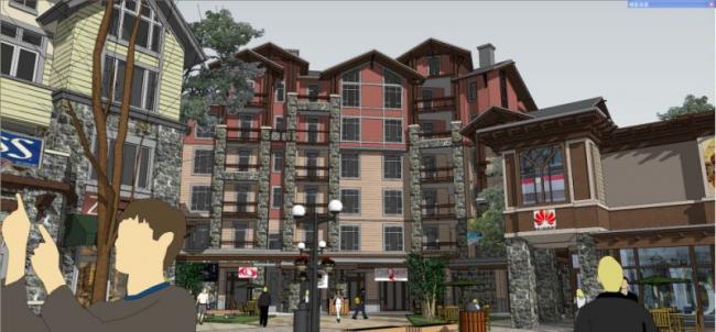 Sketchup商业模型|多层商业街,古典风格 Sketchup商业模型|多层商业街,古典风格