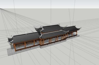 Sketchup古建筑模型|廊桥,古建,文化建筑,中式风格-BIM建筑网