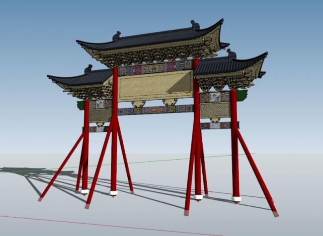 Sketchup古建筑模型|牌楼,古建,中式风格 Sketchup古建筑模型|牌楼,古建,中式风格